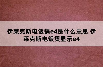 伊莱克斯电饭锅e4是什么意思 伊莱克斯电饭煲显示e4